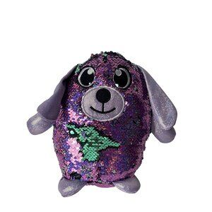 Shimmeez Sequin Purple Green Dog Plush Toy 8 inches Reversible Sparkle